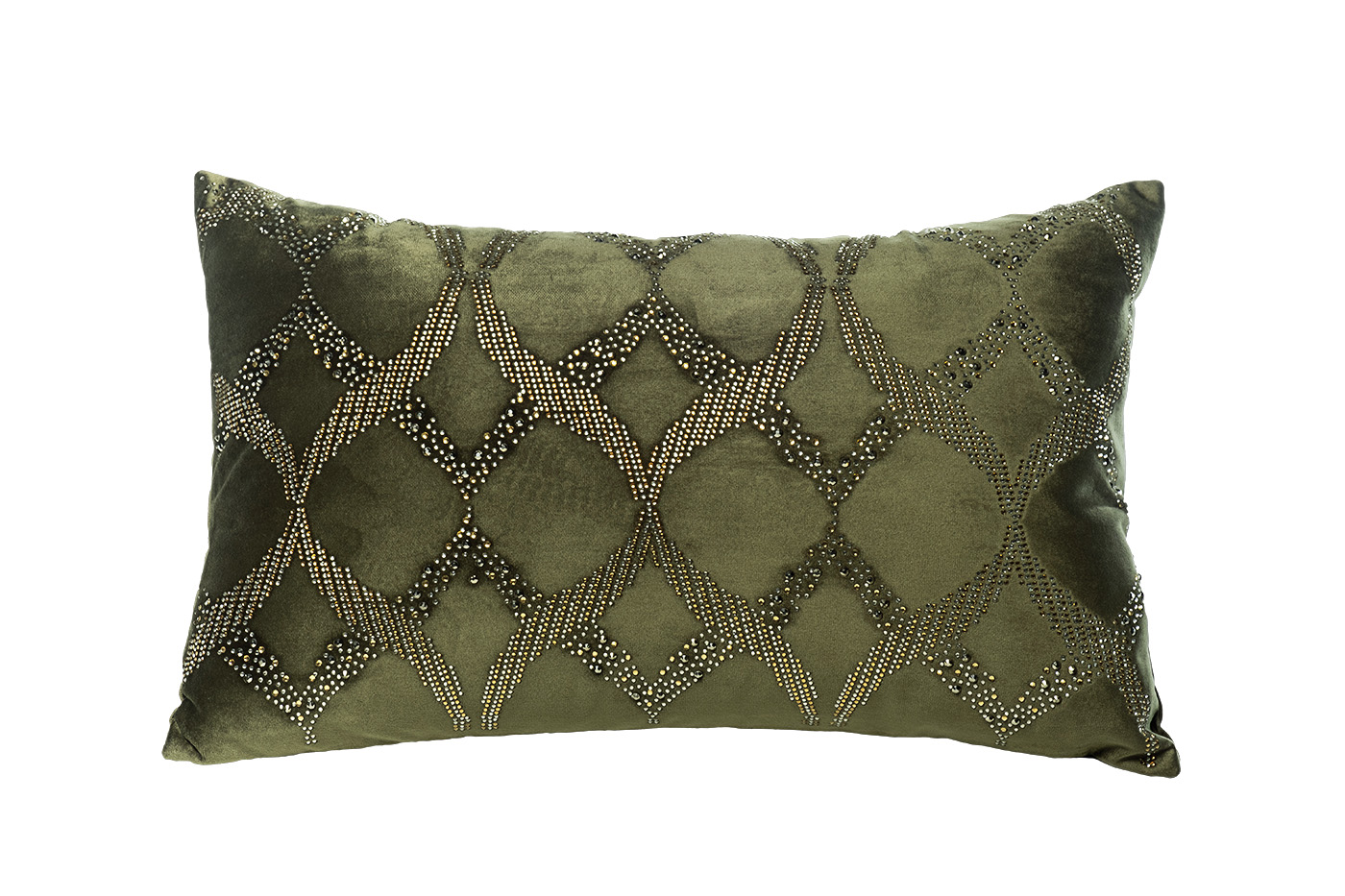 Подушка декоративная с бисером "Арабески" зеленая