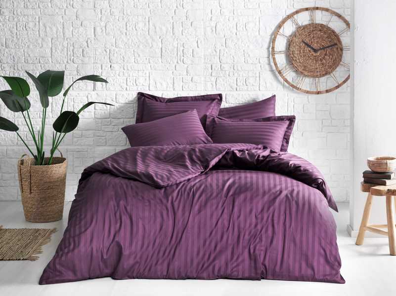 Комплект Постельного Белья Tivolyo Home Jacquard Banded Бордовый